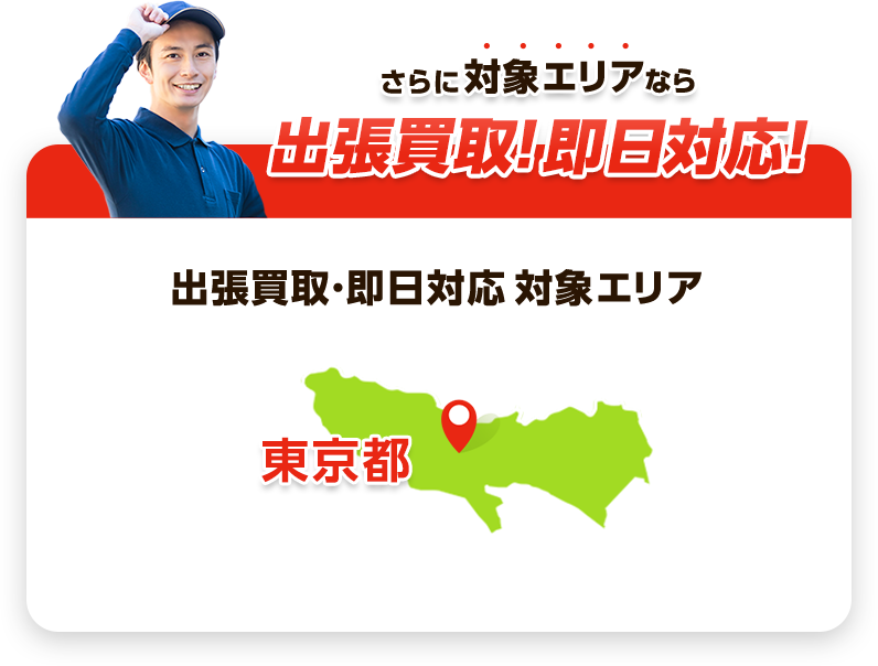 さらに対象エリアなら即日対応！対応可能エリア：東京都